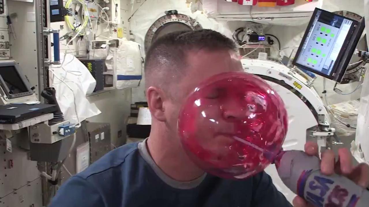 Jack Fischer blowing bubbles on the International Space Station. Picture: Twitter