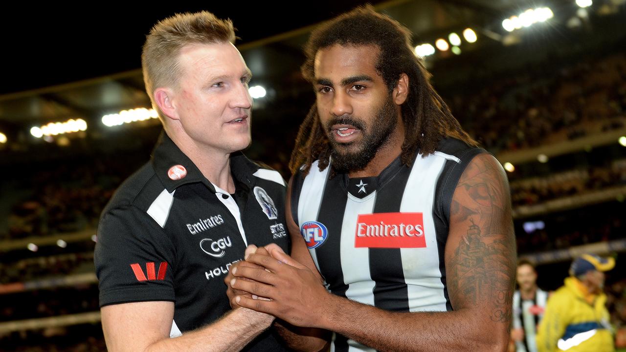 Nathan Buckley and Heritier Lumumba during the 2013 season at Collingwood.