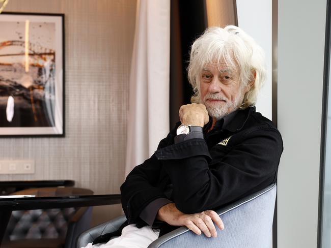 DAILY TELEGRAPH NOVEMBER 4, 2024. Bob Geldof pictured at Crown, Barangaroo ahead of touring Songs and Stories here next March. Picture: Jonathan Ng