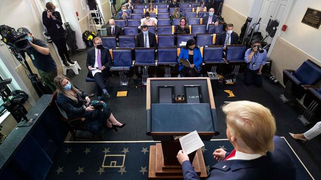 Donald Trump at a White House press conference. Picture: AP.