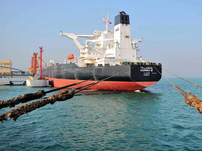 A Kuwaiti oil tanker unloads crude oil in Qingdao. Picture: Getty Images.