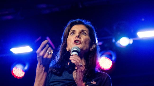 Nikki Haley addresses supporters in Fort Worth, Texas. Picture: AFP