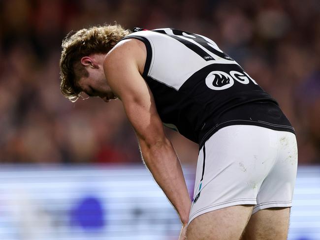 Inaccuracy played a key role in the Power’s Showdown defeat. (Photo by Sarah Reed/AFL Photos via Getty Images)