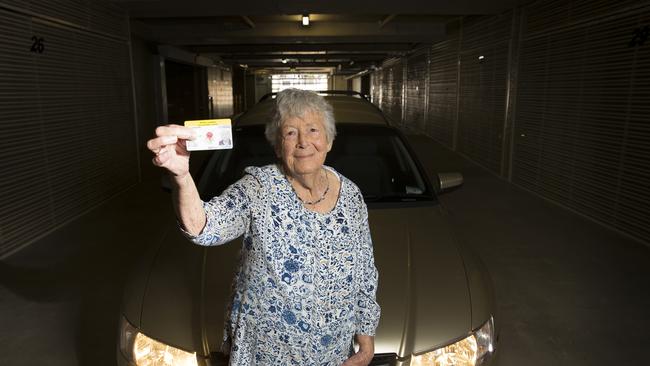 At age 91 Eileen Rust has been driving for over 60 years. Recently Eileen renewed her drivers license giving her unrestricted access to NSW's roads at the age of 91. Picture: Melvyn Knipe.