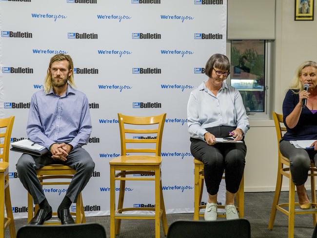 You Decided Gold Coast Bulletin Election Forums, . Divisions 13 and 14 held at the Burleigh Heads Mowbray Park SLSC. Division 13 candidates, Scott Wallace, Bern Young and Katrina Beikoff . Picture: Jerad Williams