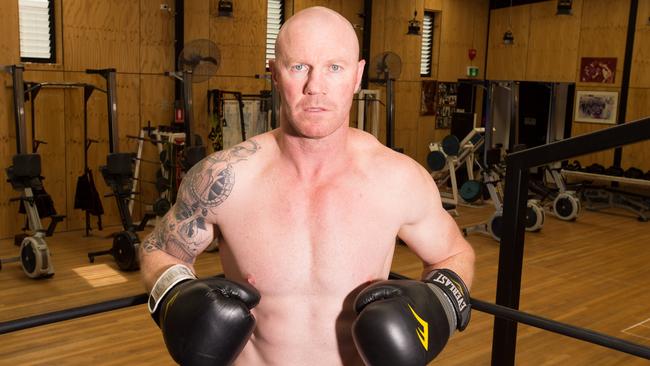 ST Sport. For Jessica Halloran article in The Sunday Telegraph. For Sunday, October 19. AFL legend Barry Hall ahead of his bout against Rugby League legend Paul Gallen in Melbourne on November 15. Pic: Dave Goudie / Supplied