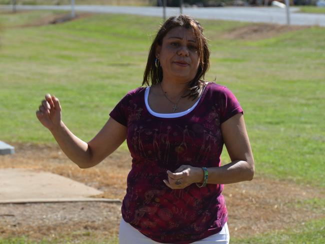 Selina Hill giving the welcome to country speech at Ban Ban Springs.