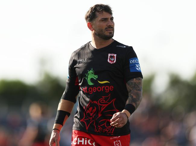 SYDNEY, AUSTRALIA - APRIL 14:  Jack Bird of the Dragons warms up during the round six NRL match between Wests Tigers and St George Illawarra Dragons at Campbelltown Stadium, on April 14, 2024, in Sydney, Australia. (Photo by Matt King/Getty Images)