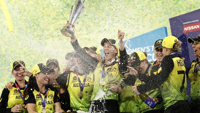 The T20 World Cup win on home soil was the defining moment of Meg Lanning’s Australian captaincy. Picture: Ryan Pierse/Getty Images