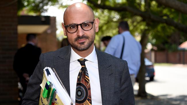 Lawyer Omar Juweinat outside Waverley Court House in February this year. Picture: AAP Image/Bianca De Marchi