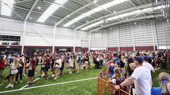 Fans pictured at the Brisbane Lions end of season fan day, on their indoor field at Brighton Homes Arena, Brisbane. (Image/Josh Woning)