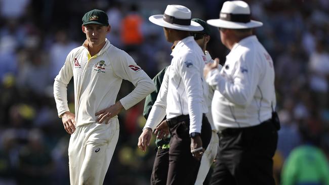 Marnus Labuschagne has a word to the umpires. Picture: Getty Images