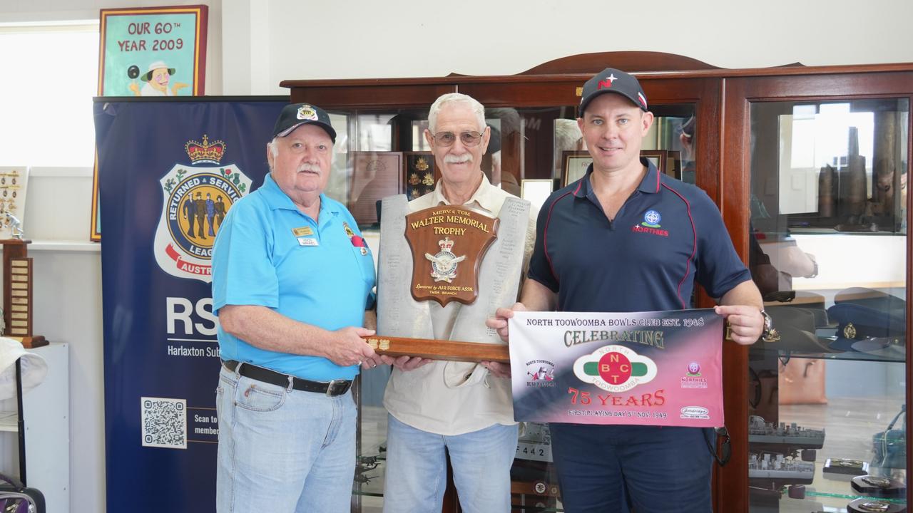 North Toowoomba officially opened at North Toowoomba Bowls club on November 2, 2024. Left to right: Tim McCrorey, Gary Hauck, Tony Cameron. Photo: Jacklyn O'Brien.