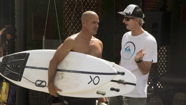 Kelly Slater and Mark Rochards at the Surf Ranch. Pic: WSL/Sherman