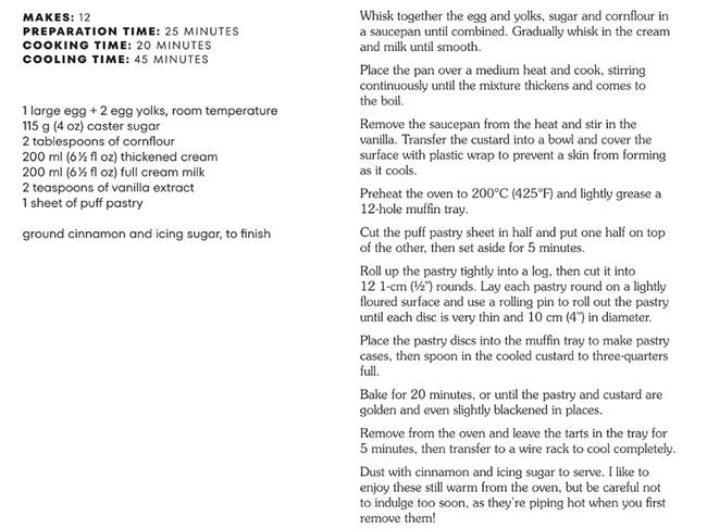 Bellamy’s Portuguese tarts recipe in her 2024 cookbook, Bake with Brooki.