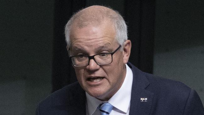 CANBERRA, AUSTRALIA - NewsWire Photos NOVEMBER 30, 2022: Former Prime Minister Scott Morrison facing a censure motion over the secret minister scandal, in Parliament Ãâ¢House in Canberra.Picture: NCA NewsWire / Gary Ramage