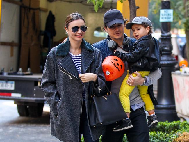 Orlando Bloom and Miranda Kerr together with son Flynn in New York after the announcement of their breakup.