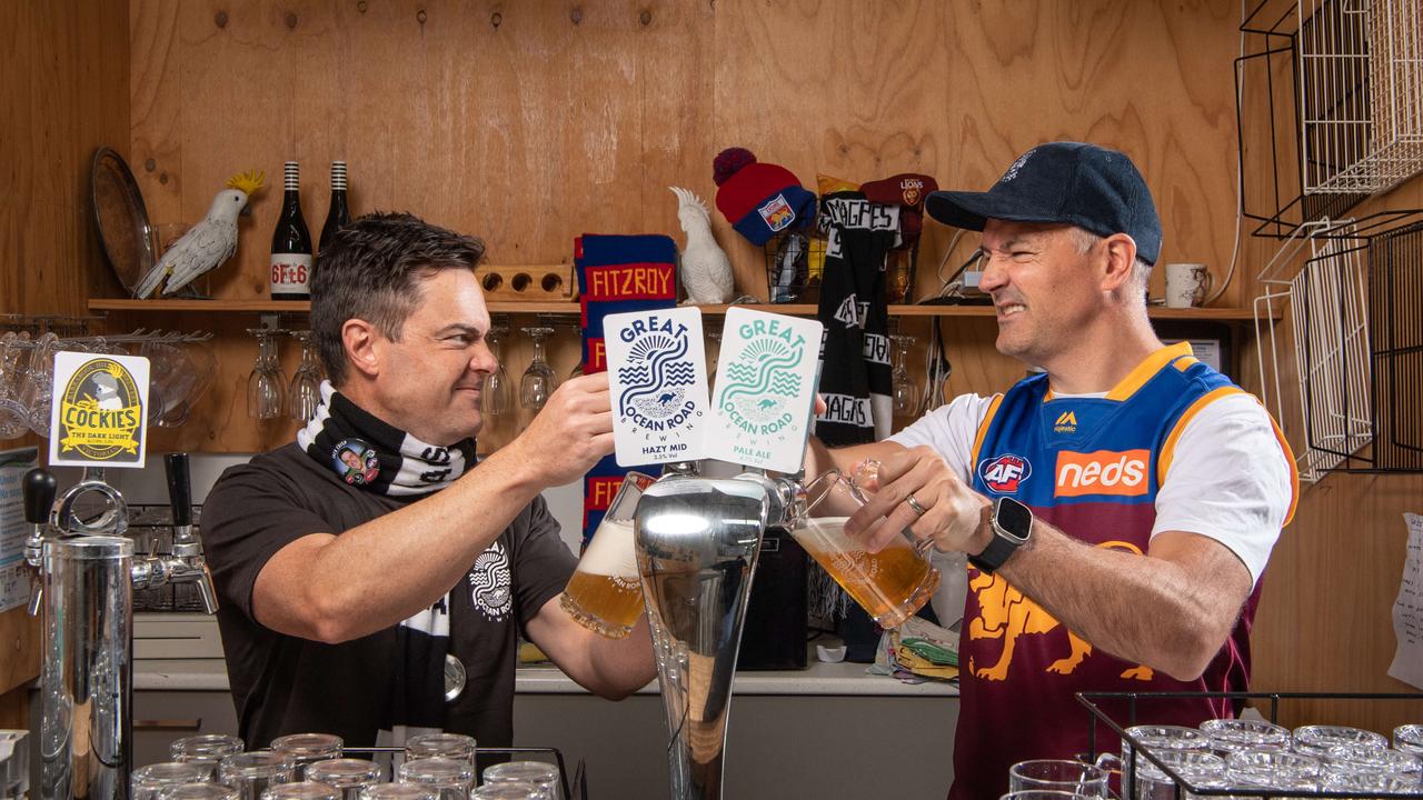 There will be tension between Great Ocean Road Brewery owners Mick Ranger and Matt Shortal come Saturday. Picture: Brad Fleet