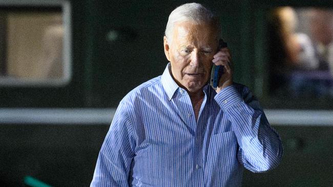 US President Joe Biden before departing for the Camp David presidential retreat. Picture: AFP