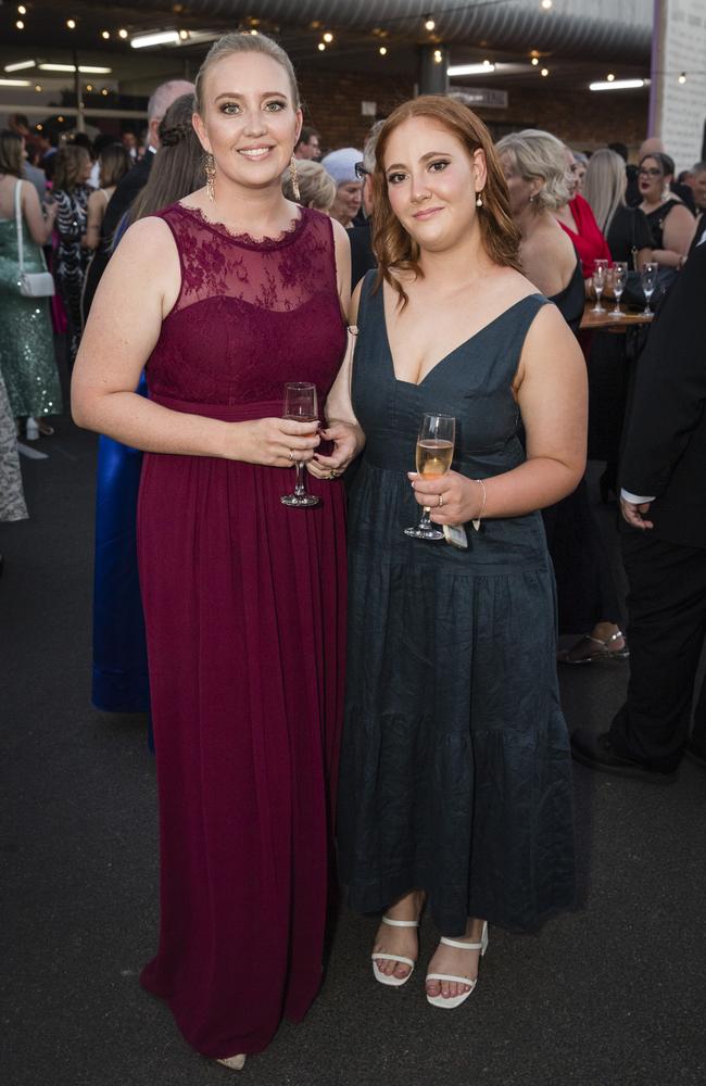 Caitlin Owen (left) and Ruby Drews represent MindWare Psychology at the Focus HR Business Excellence Awards 2023 hosted by Toowoomba Chamber at Rumours International, Saturday, October 21, 2023. Picture: Kevin Farmer