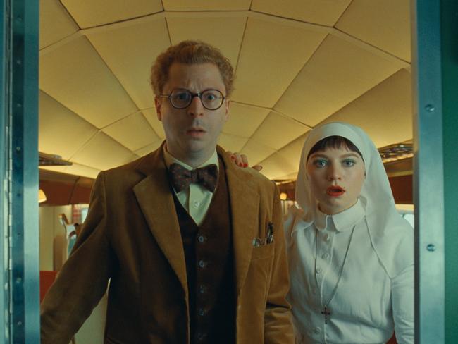 (L to R) Michael Cera as Bjorn and Mia Threapleton as Liesl in director Wes Anderson's THE PHOENICIAN SCHEME, a Focus Features release. Credit: Courtesy of TPS Productions/Focus Features Â© 2025 All Rights Reserved.