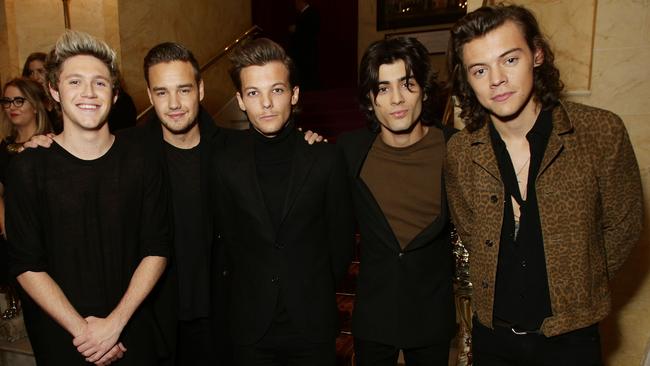 Looking gaunt ... Zayn looked dishevelled and thin at the Royal Variety Performance last week, with One Direction band mates Niall Horan, Liam Payne, Louis Tomlinson and Harry Styles. Picture: Getty Images