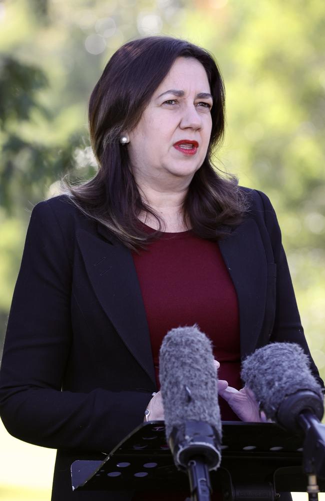 Premier Annastacia Palaszczuk provides a Covid-19 update on Sunday morning. Picture: Liam Kidston