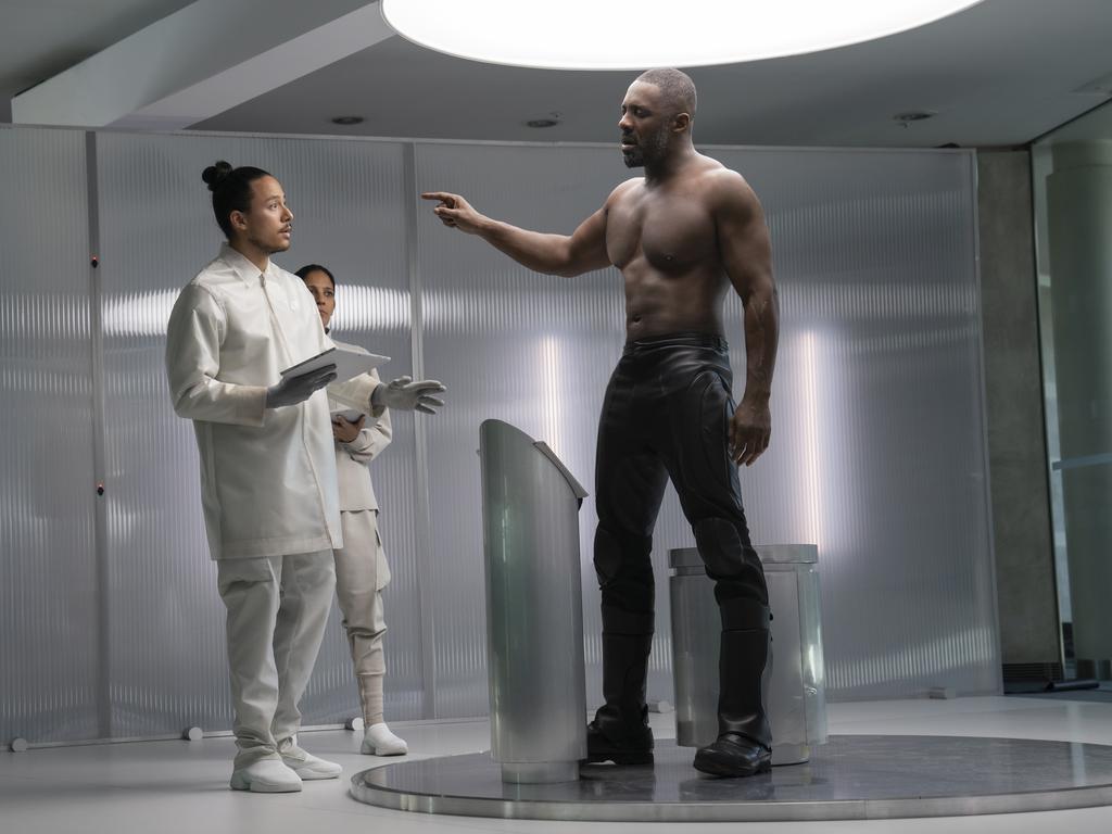 Idris Elba in a scene from Fast &amp; Furious: Hobbs &amp; Shaw. .