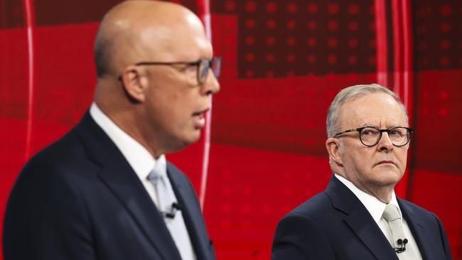 Anthony Albanese and Peter Dutton at Nine's North Sydney studio.