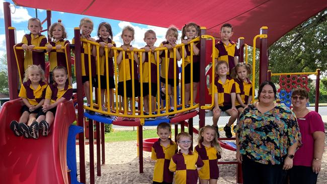 MY FIRST YEAR 2024: Chinchilla State School Prep C students with teacher Mrs Rebecca Cotter and teacher assistant Mrs Maryanne Clarke.