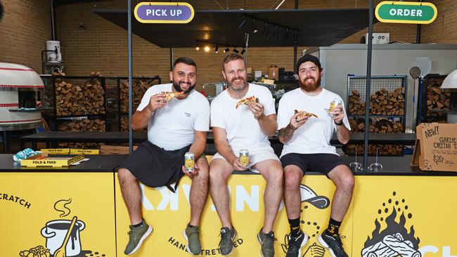 Domenico Vallelonga, food manager, Tim Anderson, co-owner and Mark McInerney, operations manager at One Sneaky Cheetah Pizza , Ridleyton on Friday 28th January 2022 - Picture: Michael Marschall