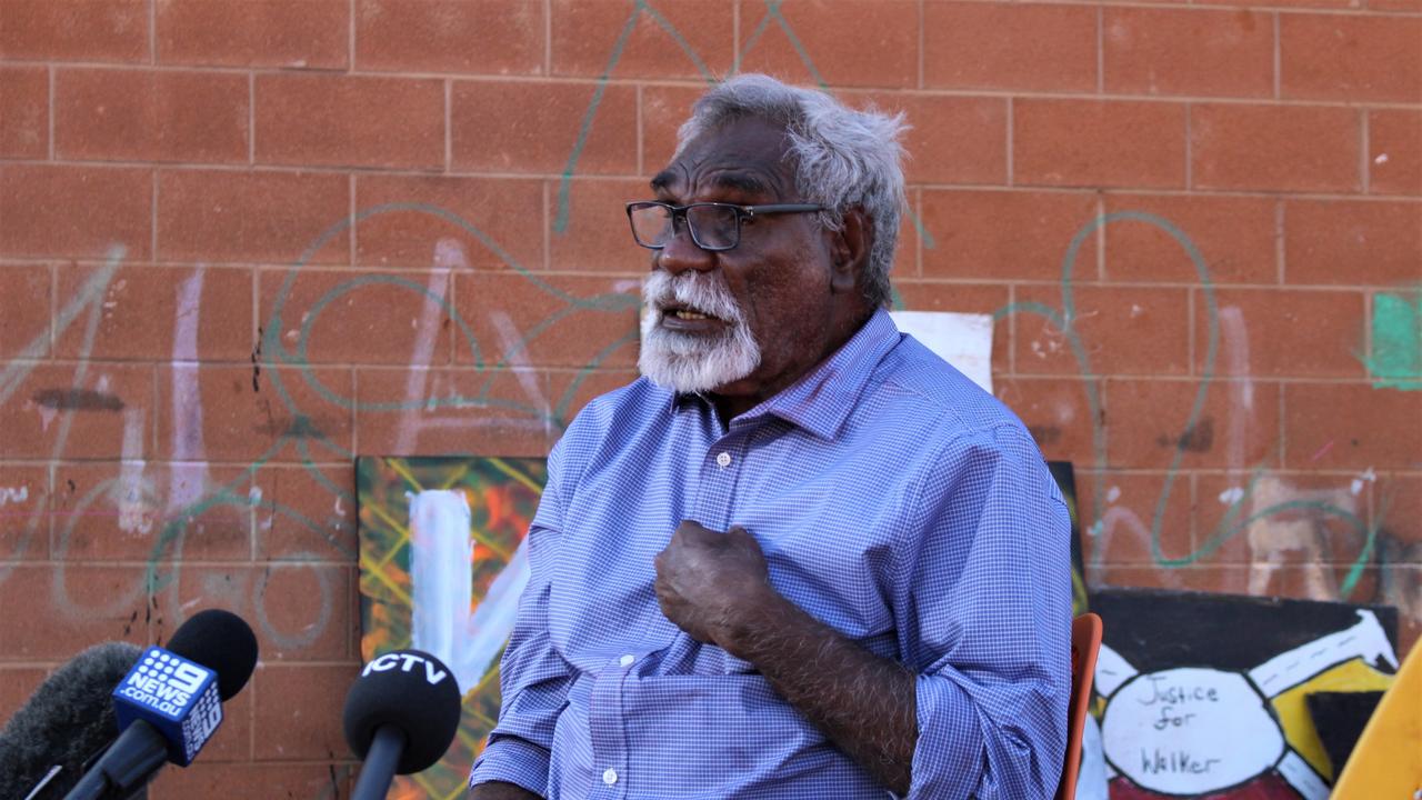 Warlpiri Elder Ned Hargraves in Yuendumu during a visit from the inquest into the death of Kumanjayi Walker. Picture: Jason Walls