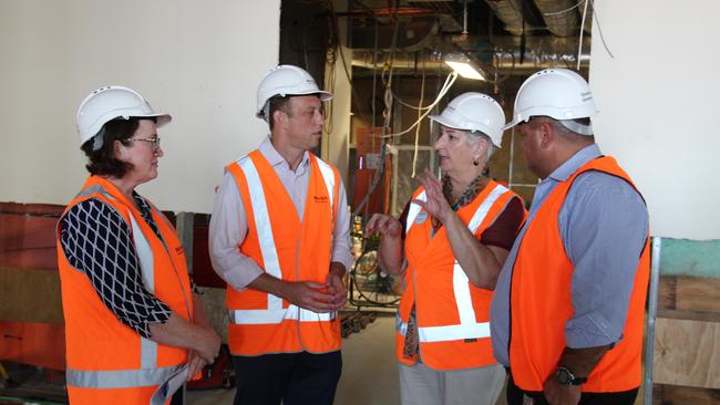 State Health Minister Steven Miles inspects the construction work going on at Redcliffe Hospital. Photo: Erin Smith