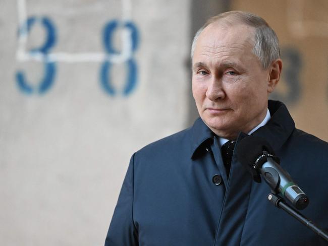 Russian President Vladimir Putin visits the National Space Centre construction site in Moscow as he put nuclear forces on high alert. Picture: AFP