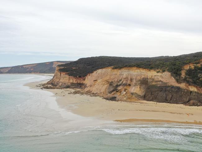 On Friday afternoon there was a cliff collapse at Jarosite headland. An area of cliff about 30 metres high and 60 metres wide has fallen onto the beach. Picture: Alan Barber