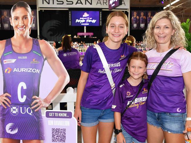 Peyton, Indie and Hollie Waller at Firebirds V Fever, Nissan Arena. Picture: Patrik Woods.