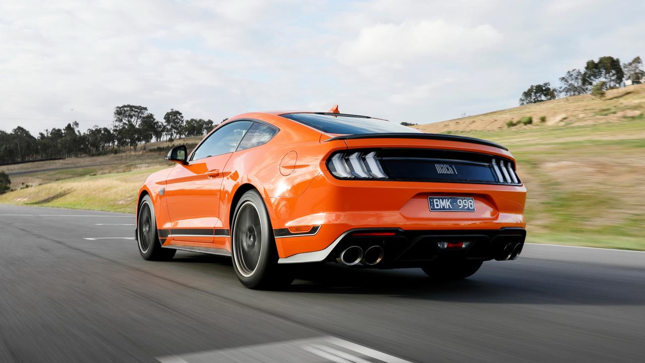 Larger exhausts and a new intake help the Mach 1 sound tough.