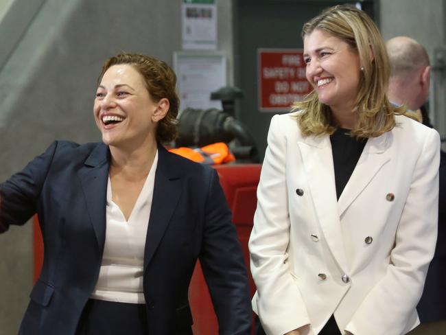 Deputy Premier and Treasurer Jackie Trad (centre) and Employment Minister Shannon Fentiman (right) visit All Purpose Transport in Logan, Brisbane, Thursday, December 14, 2017. The Ministers visited workers who have started jobs thanks to the Back To Work Queensland program. (AAP Image/Jono Searle) NO ARCHIVING