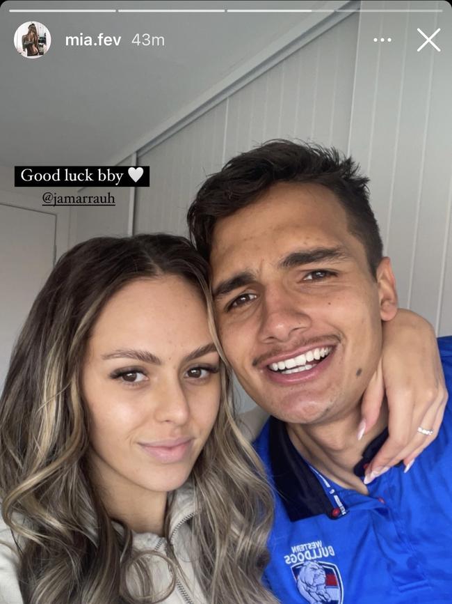 Mia wishing Jamarra good luck for his debut. Pic: Instagram