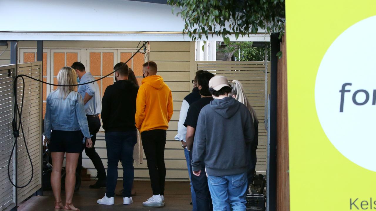 A line of people waiting to inspect a property in New Farm late last year. File picture: Steve Pohlner