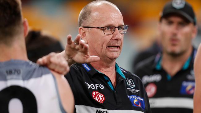 Ken Hinkley says he is proud of his charges, but wants them to focus on unfinished business. Picture: AFL Photos/Getty Images