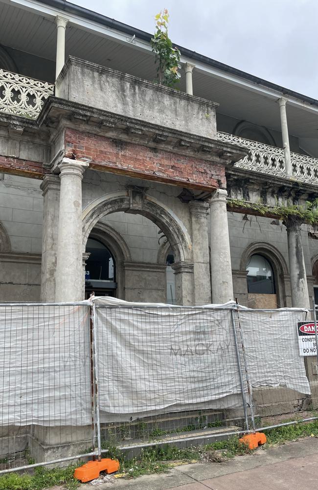 A decrepit old building in the Mackay city centre, that was one the Commonwealth Bank, now acts as a shelter for the region's homeless youth. Picture: Janessa Ekert