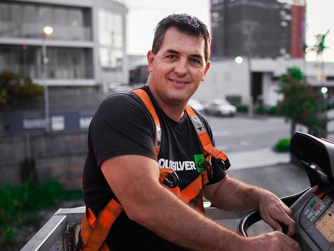 NEWS_Chris Powell pictured here on the crane shortly before he was killed in a crane accident in Brisbane.l 4/2/2016. Pictures: Brendan Powell