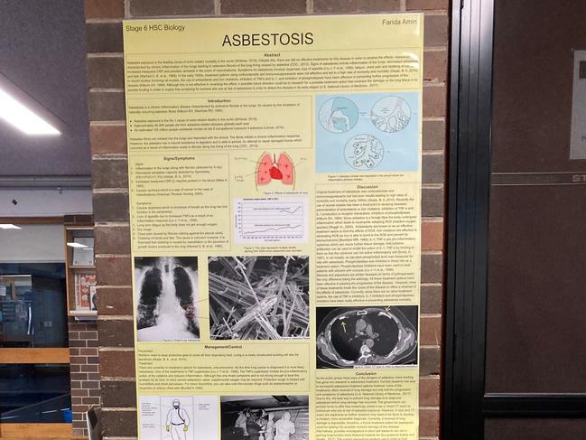 An asbestos poster at the school.