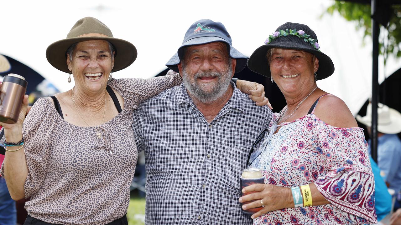 Toni Elliot, Whylie Waits and Cheryl Crow at the Savannah in the Round music festival, held at Kerribee Park rodeo grounds, Mareeba. Picture: Brendan Radke