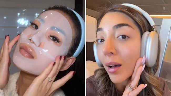 5 of the best collagen masks to leave your skin looking radient. Picture: TikTok/@ellen.vlora, TikTok/@amelia.liana