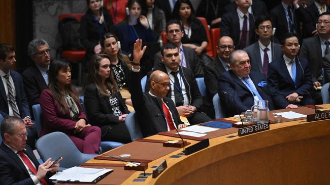 US Deputy Ambassador to the UN Robert Wood votes against a resolution allowing Palestinian UN membership at United Nations headquarters in New York. Picture: AFP.