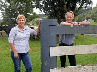 SAVING TILL THE COWS SOME HOME: Dairy farmer and Norco chairman Greg McNamara urges everyone to take the 5in5 energy switch and save comparison. He is pictured with fellow Norco director, Leigh Shearman. Picture: Alison Paterson