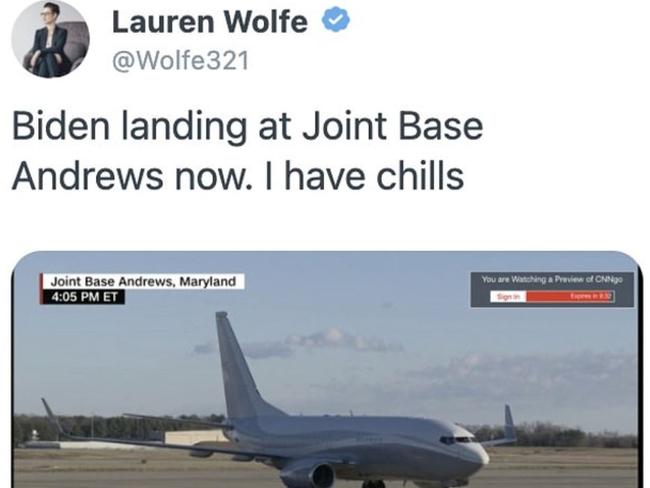 One of Lauren Wolfe's now-deleted tweets. Picture: Twitter