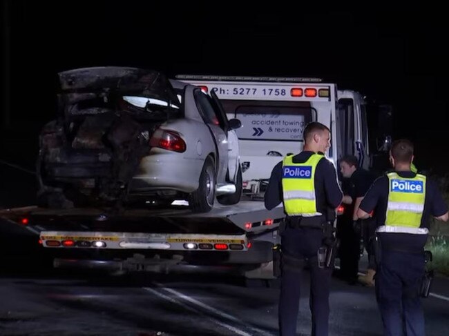 The Commodore was later towed away. Picture: Nine News